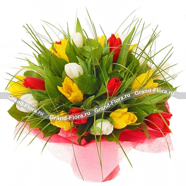 Сюзанна - букет из разноцветных тюльпанов
